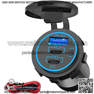 12V USB Outlet USB C Car Charger Socket ?C Newest 58W Lengthened RV USB Outlet 12V Socket Dual 20W PD3.0 USB-C and 18W QC3.0 Car USB Port with Button Power Switch for Car Boat Marine RV Motorcycle