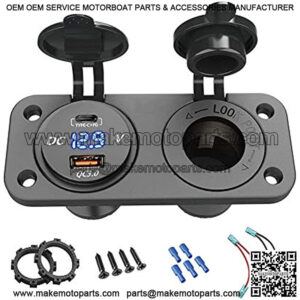 QC 3.0 USB Socket Panel car 12V / 24V car Charger Built-in Socket Waterproof Cigarette Lighter USB Socket for Motorcycle Boat Truck Caravan ATV (TYP-C+PD & QC3.0)