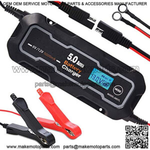 5A Smart Battery Charger, Portable 6/12V Maintainer Fully Automatic 8-Stages Smart Trickle Battery Charger for Motorcycle Car Boat Lawn Mower (5A with LCD)