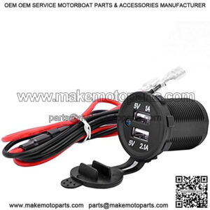 5V 3.1A Waterproof Motorcycle Dual USB Car Charger LED Light Charging Socket Splitter Adapter Outlet with Cable Screw Set