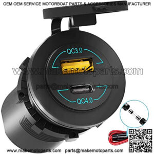 ??2022 Lastest?? Quick Charge 4.0 PD Type C and Quick Charge 3.0 USB Charger Socket, AlfredDireck 12V/24V USB Outlet Car Power Outlet Waterproof Socket with Dual Ports for Marine Boat Motorcycle Golf