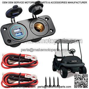 Golf Cart Cigarette Lighter Outlet & Quick Charge 3.0 DC 12V Input Waterproof USB Charger Power Socket Adapter Dual USB Ports Panel Universal for EZGO Club Car Yamaha Golf Cart Models