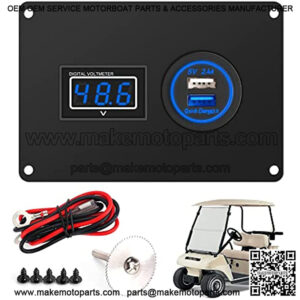 Golf Cart 2 in 1 Dash Console Panel for Club Car DS Electric Models, Includes Digital Battery Voltmeter and 3.0 Fast Charge Dual USB Sockets