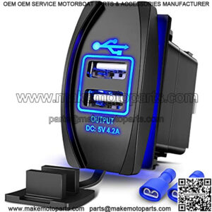 Dual USB Charger 4.2A Rocker Switch Style USB Charger 12V/24V Fast Charge Socket Waterproof Quick Charger for Cars Boats Trucks RVs