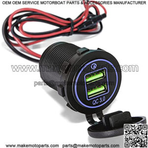 Quick Charge 3.0 Dual USB Charger Socket Fast Charger with 10A Fuse Wire DIY kit LED Blue for Car Boat Marine Motorcycle Truck RV