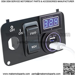 EZGO TXT Forward Reverse Switch Medalist Key Switch Plate with Forward and Reverse Switch, USB Charger Socket, Voltmeter for EZGO TXT PDS 2003-up 74323G01 74323-G01