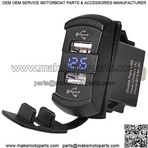 MGI SpeedWare Dual USB Charger with Voltmeter, 12-24v with LED Digital Display (Blue)