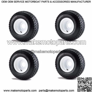 Set of 4 Golf Cart 18x8.50-8 6 Ply Traction Tires mounted on 8" White Wheels