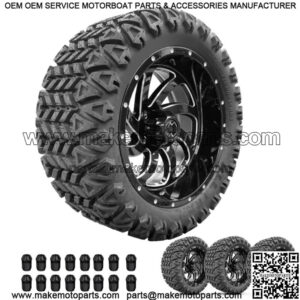 Golf Cart Wheels 14" Phantom Gloss Black on 23" AT Tires Carts Set of 4