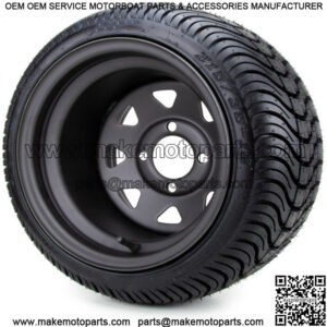 12" Black Steel 8 Spoke Golf Cart Wheels and Tires (215-35-12) - Set of 4