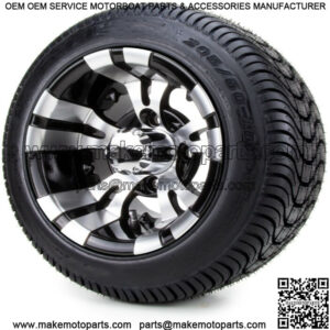 10" Vampire Machined and Black Golf Cart Wheels and Tires (205-50-10) - Set of 4