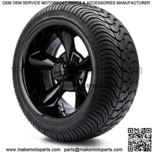 12" Godfather Gloss Black Golf Cart Wheels and Tires (215-35-12) - Set of 4