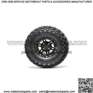 Set of 4 10" Matte Black Golf Cart Wheels on 22" All Terrain Tires