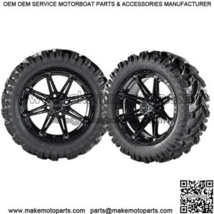 14" Black Gloss Golf Cart Wheels with 23" Mud Tires - Set of 4