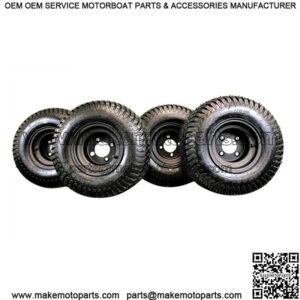 8" MATTE BLACK STEEL GOLF CART WHEELS AND 18X8.50-8 TURF 4 PLY TIRES (SET OF 4)