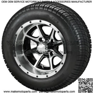 4 Golf Cart 215/50-12 Tires on  12x7 Black/Machined Azusa  Wheels