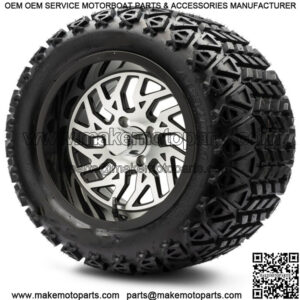 14" Carnage Machined Black Golf Cart Wheels and Tires 23x10.00-14 Set of 4