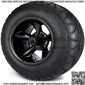 12" Godfather Glossy Black Golf Cart Wheels and Radial Tires (23x10-12)