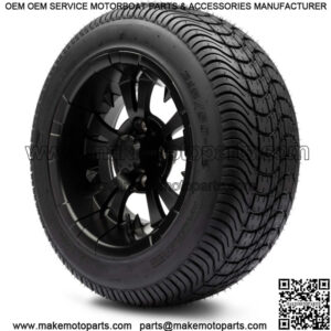 12" Vampire Matte Black Golf Cart Wheels and Tires (215-50-12) Set of 4