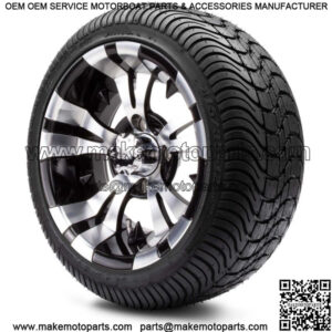 12" Vampire Machined & Black Golf Cart Wheels and Tires (215-35-12) Set of 4