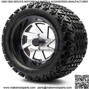 14" Fury Machined Black Golf Cart Wheels and Tires 23x10.00-14 Set of 4