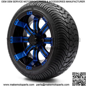 12" Blue and Black Golf Cart Wheels and Tires (215-35-12) - Set of 4