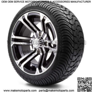 Golf Cart Wheels and Tires Combo - 12" Enforcer Machined/Black - Set of 4