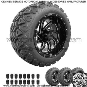 Golf Cart Wheels 14" Phantom Gloss Black on 23" GT Tires Carts Set of 4