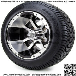 10" Machined & Black Golf Cart Wheels & Tires (205-50-10) Set of 4