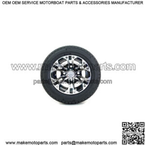 Set of 4 10" Black/Machined Golf Cart Wheels & 205/50-10 (18") Tires