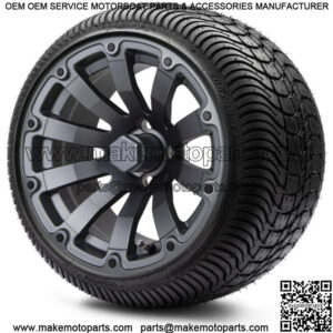 14" Bomber Matte Gunmetal Golf Cart Wheels and Tires (205-30-14) Set of 4