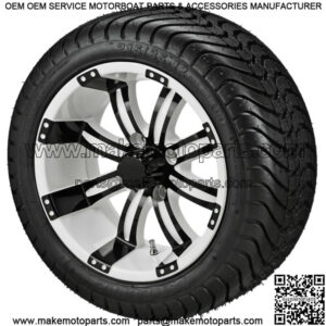 4 Golf Cart 215/35-12 Radial Tires on 12x7 White/Black Wheels