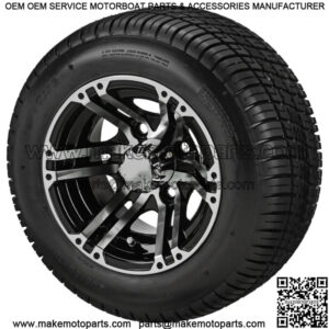 10" Terminator Black/ Machined Golf Cart Wheels W/ 205/50-10 Low Profile Tires