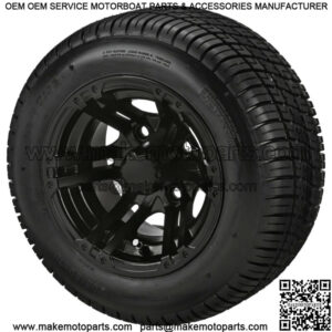 (4)Golf Cart 205/50-10 Tires on 10x7 Gloss Black Yukon Wheels Free Freight