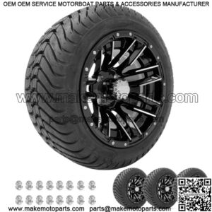 Golf Cart Wheels 12" Sledge Machine/Black on 215-35/12 Street Tires (4)