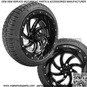 Golf Cart 14" Phantom Glossy Black Wheels on 205/30-14 Tires * 2 Year Warranty