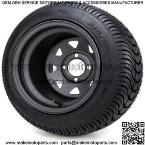 12" Black Steel 8 Spoke Golf Cart Wheels and Tires (215-50-12) - Set of 4