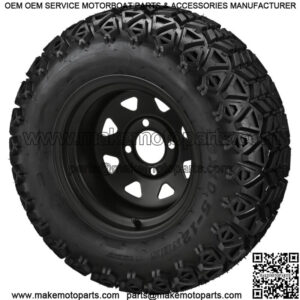 4 Golf Cart 23x10.50-12 All-Terrain Tires On 12x7 8 Spoke Black Steel Wheels