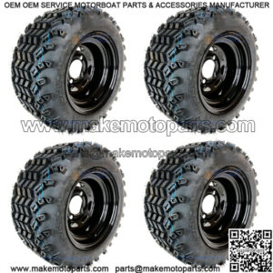 10" BLACK STEEL GOLF CART WHEELS & 18x9.5-10 SAHARA CLASSIC GOLF CART TIRES (4)