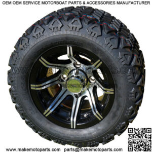 10" Machined & Black Golf Cart Wheels with 18" All Terrain Tires