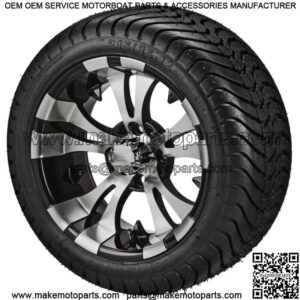 4 Golf Cart 215/35-12 LSI Elite Tires on 12x7 Black/Machined Vampire Wheels