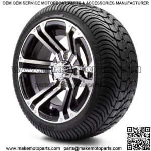 12" Enforcer Machine and Black Golf Cart Wheels and Tires (215-35-12) - Set of 4