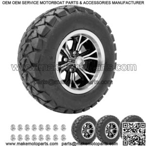 Golf Cart Wheels 12" Phenom Machine/Black on 22" Timberwolf Tires Carts