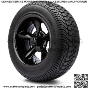 12" Godfather Glossy Black Golf Cart Wheels and Tires (215-50-12) Set of 4