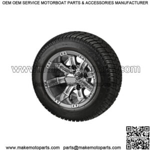 Set of 4 Golf Cart 205/50-10 DOT Tires on 10x7 Gunmetal Wheels