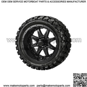 4 Golf Cart 23x10-14 Radial Tires on Matte Black Revenge Wheels w/Black Inserts
