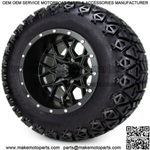 12" Matte Black Golf Cart Wheels and Tires (23x10.50-12) Set of 4