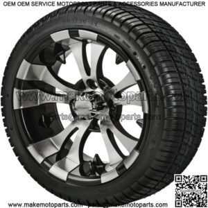 4 Golf Cart 205/30-14 Tires on a 14x7 Black/Machined Vampire Wheels Free Freight