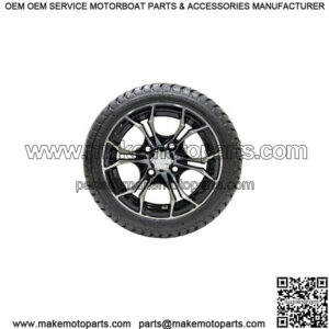 Set of 4 12" Black/Machined Golf Cart Wheels on 215/35-12 (18") Tires