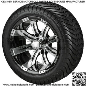 4 Golf Cart 215/35-12 Radial Tires on 12x7 Black/Machined Wheels